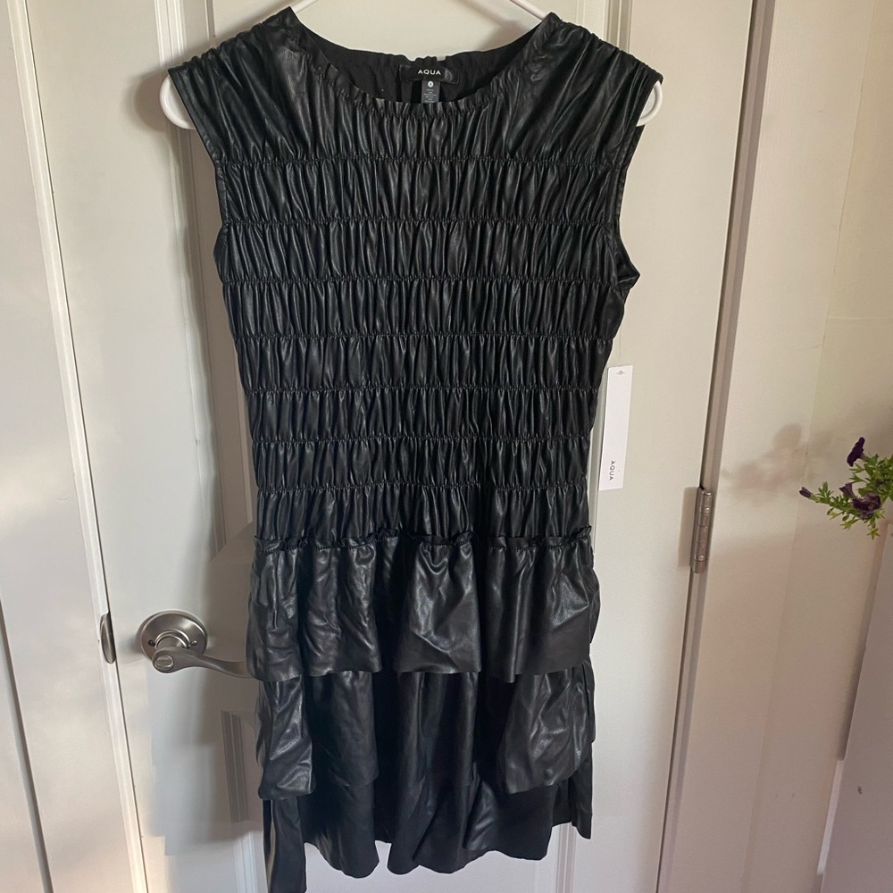 Bloomingdale’s Black Faux Leather Dress. New with tags!